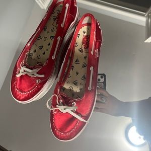 Van shoes size 61/2 red shoes satin finish